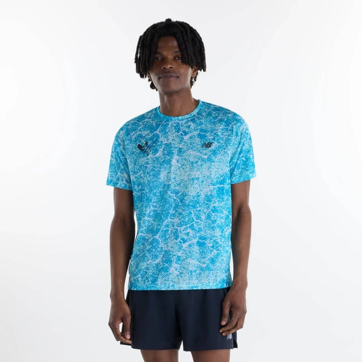 Camiseta New Balance Valencia Marathon Printed Athletics 2026 Azul Branco, Tamanho L Homem