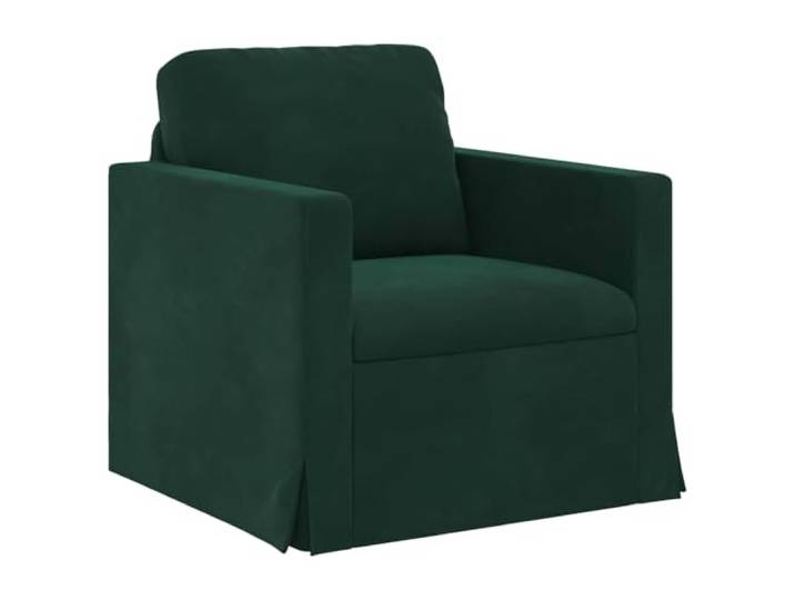 Coespram Sessel Samt Dunkelgrün 78x78x80cm Modernes Modulsofa Komfortabler Polstersessel mit grünem Samtbezug und Holzarmlehnen für Stil im Wohnzimmer oder Schlafzimmer.
