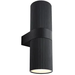 Nordlux Außenwand-Strahler KYKLOP RIPPLE MAXI, Up/Down, IP54 IK05, 2x E27, Metall-Zylinder gerippt / Glas, schwarz NORD-2618231003