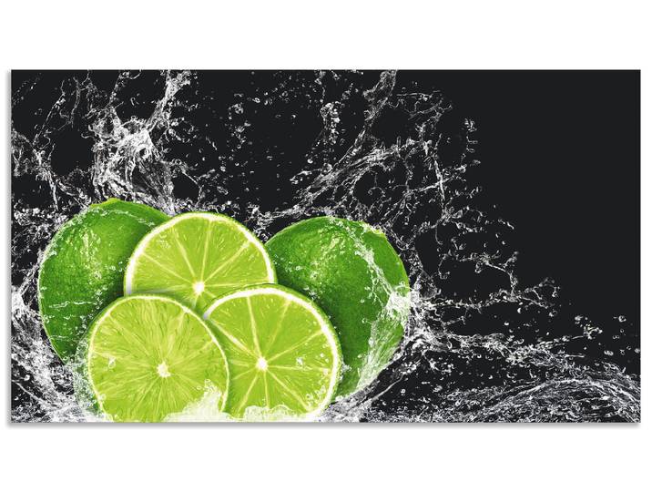 Küchenrückwand ARTLAND Limone mit Spritzwasser , grün, B:90cm H:50cm, Aluminium, Spritzschutzwände, Alu Spritzschutz mit Klebeband, einfache Montage