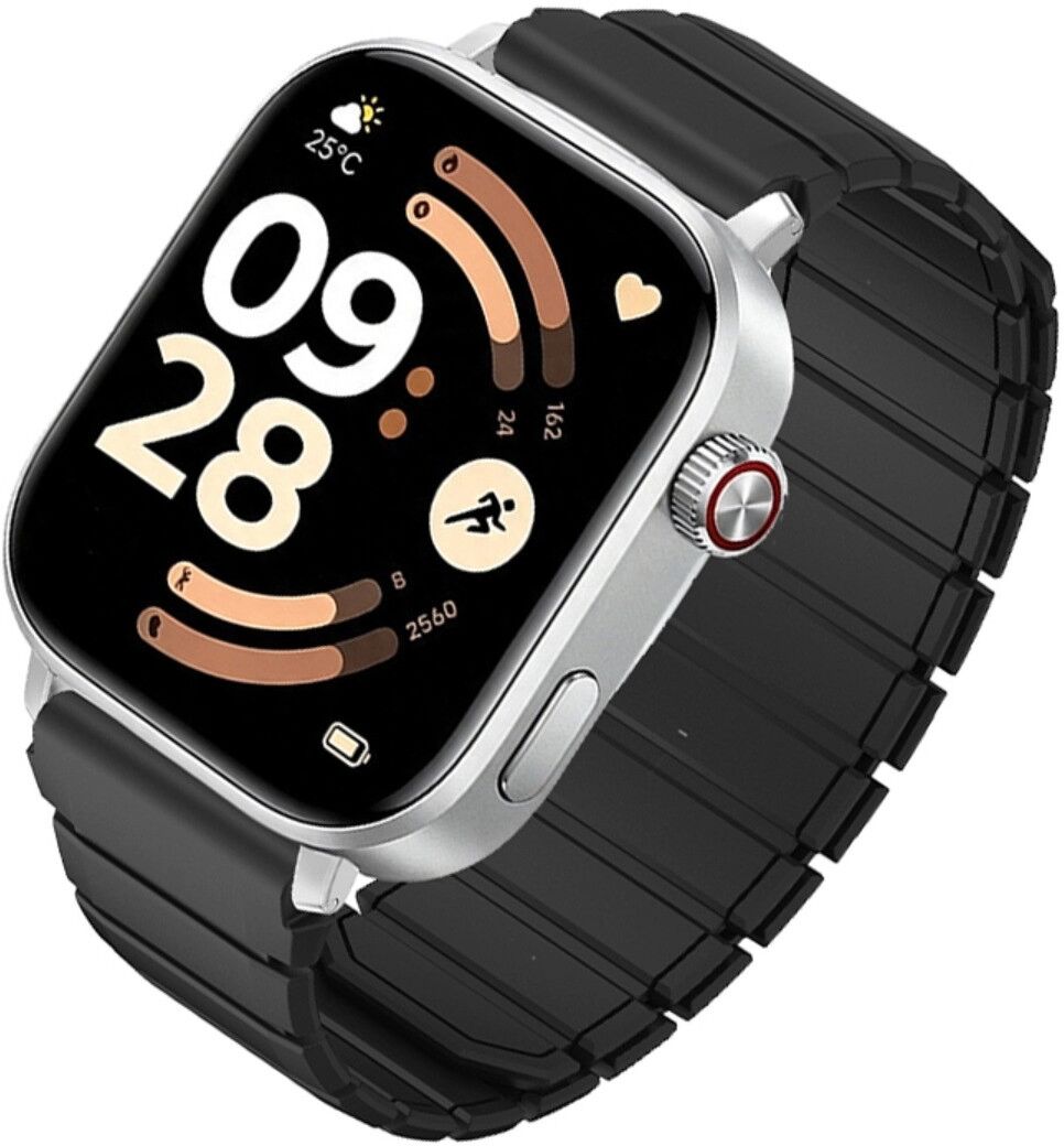 INF Magnetisches Silikon-Ersatzarmband, kompatibel mit Redmi Watch 4/5/6, 22-mm-Schnittstelle, atmungsaktives Design Schwarz