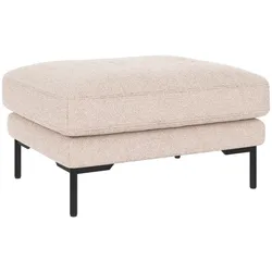 Hocker Corwin mit Bezug aus hochwertigem Stoff, klassischer Stil, hellbeige, gepolstert, Gestell schwarz