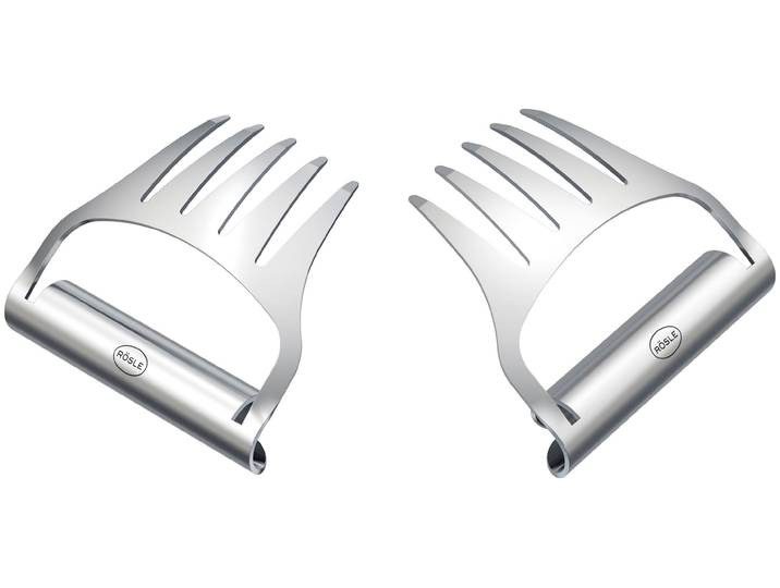 Fleischgabel RÖSLE Pulled-Pork, 25237 , silber (silberfarben), B:11,7cm, Edelstahl, Fleischgabeln, Fleischgabel, zum Zerteilen von gegartem Fleisch, 2-tlg., Edelstahl