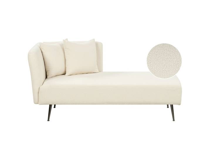 CHAISELONGUE Bouclé cremeweiß linksseitig Riom