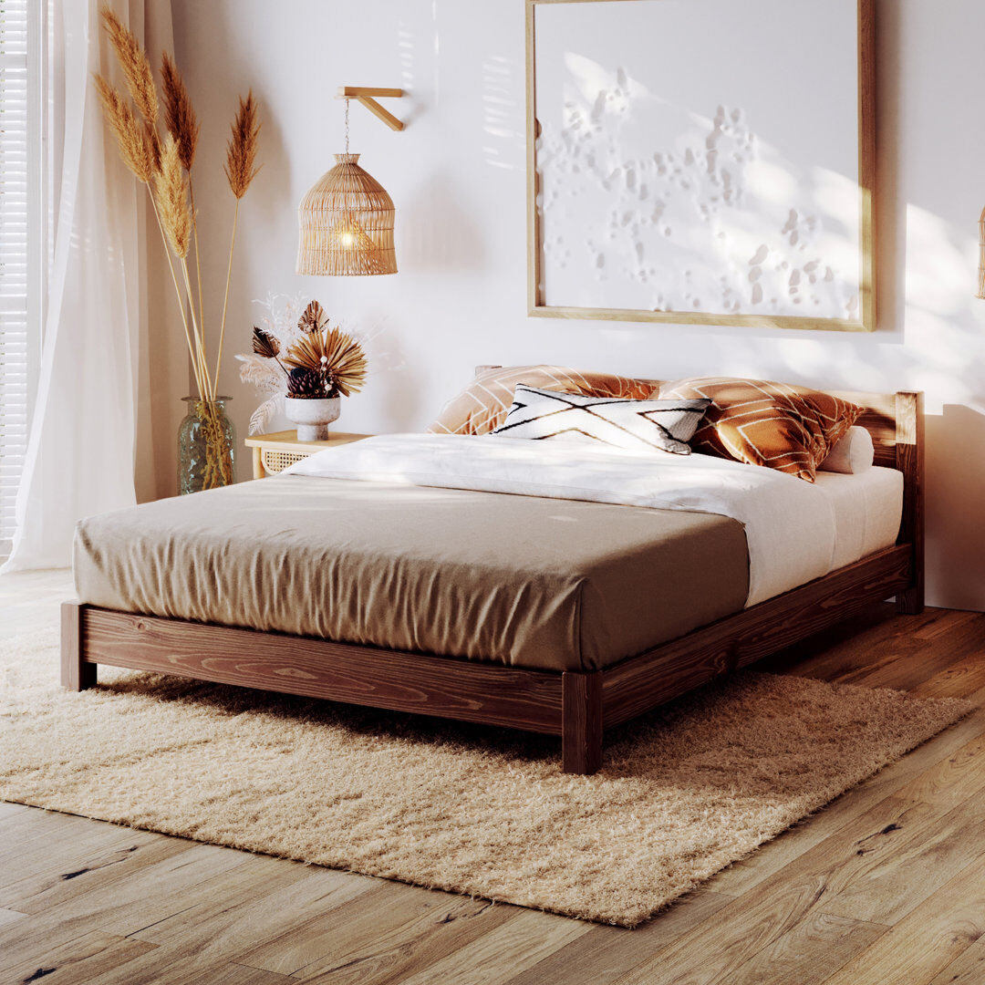 Ebern Designs Hardiman Bed Espresso Wood Double (4'6)
