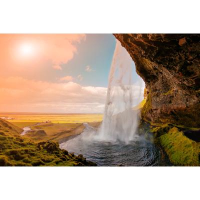 Fototapete PAPERMOON "Amazing Waterfall Iceland", bunt, B:3,5m L:2,6m, Vlies, Tapeten