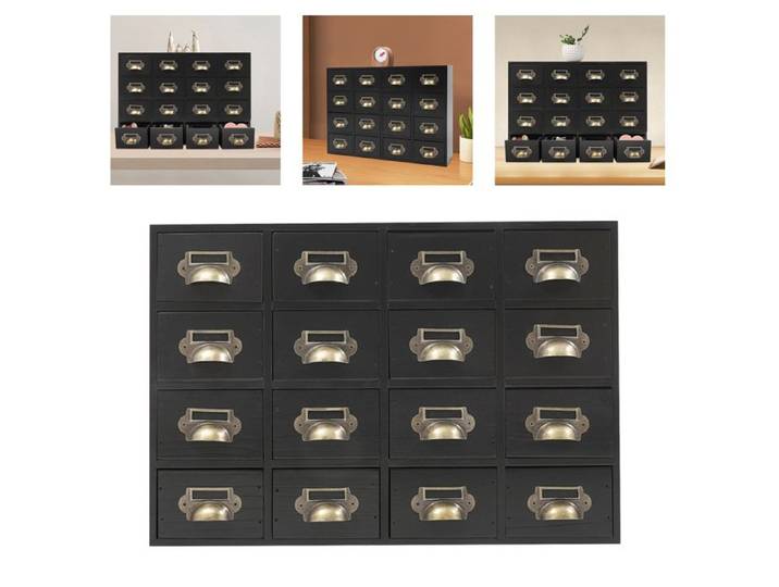 Meuble de rangement en bois à 16 tiroirs support de rangement de table multifonctionnel