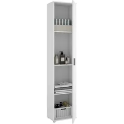Dmora Mehrzweck-Kleiderschrank Lagalb, Multifunktionaler Besenhalterschrank, Hoher Mehrzweck-Kleiderschrank mit 1 Tür, 39 x 35 x 190 cm, Weiß