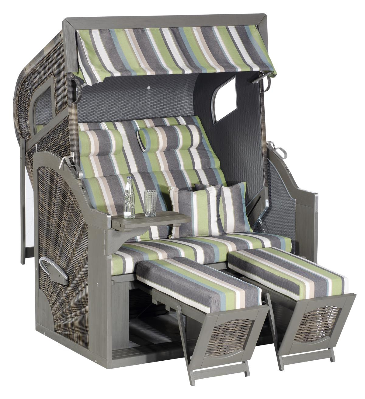 MUESING Strandkorb Rustikal 405 Z XL Comf., PE-KS Pinie grau las. 16929254