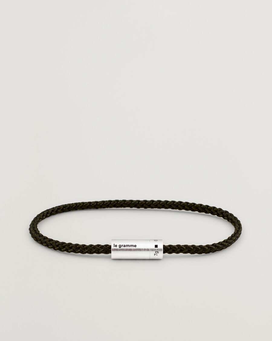 LE GRAMME Nato Cable Brushed Bracelet Khaki/Sterling Silver men M/18CM Brun