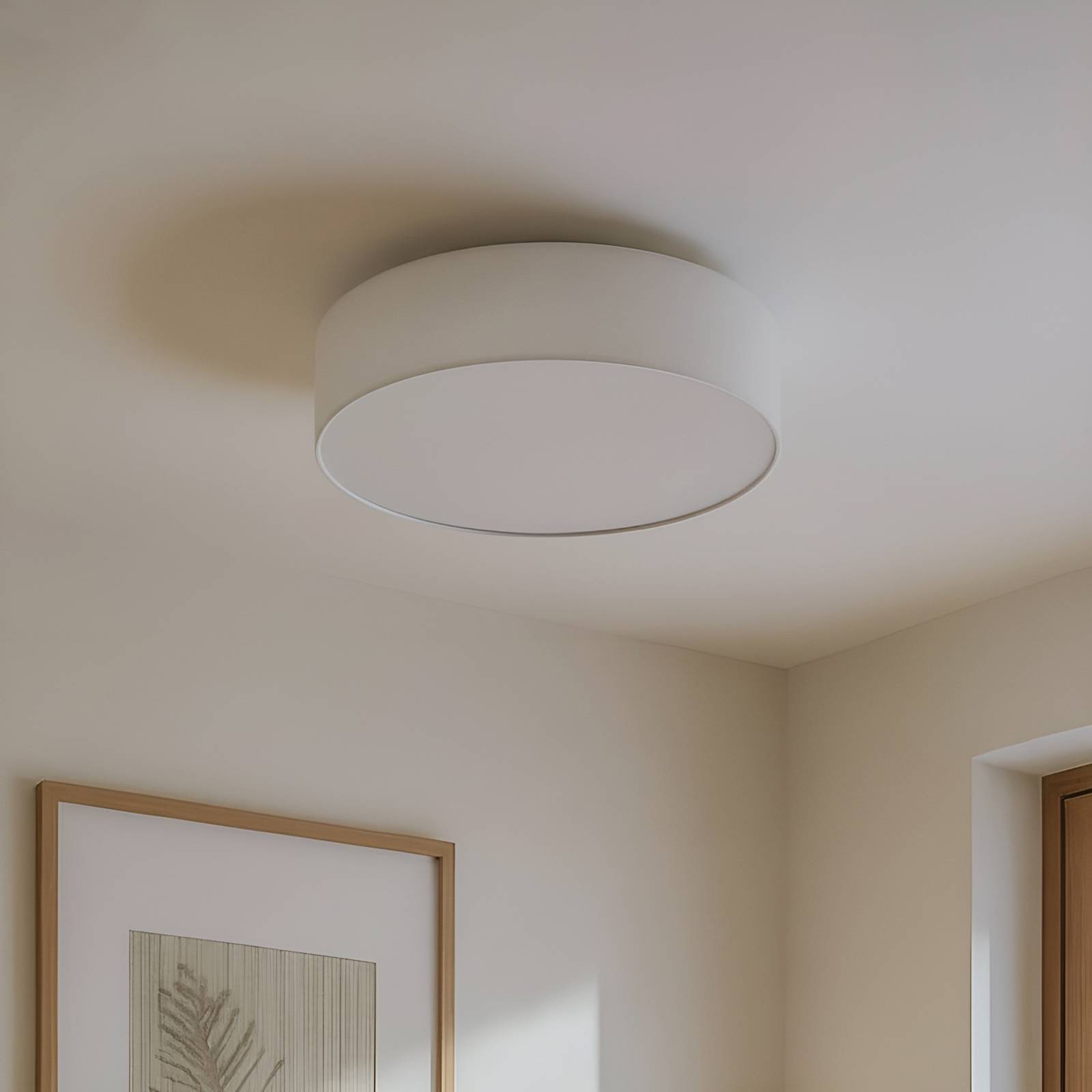 Deckenlampe Sebatin Lindby, dimmbar, creme / amber, für Schlafzimmer, Textil / Stoff / Seide, Modern, Deckenlampe