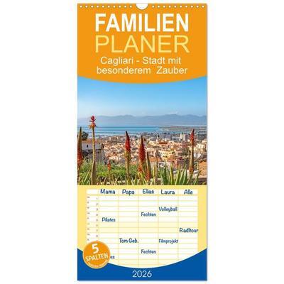 Familienplaner 2026 - Cagliari - Stadt mit besonderem Zauber mit 5 Spalten (Wandkalender, 21 x 45 cm) CALVENDO