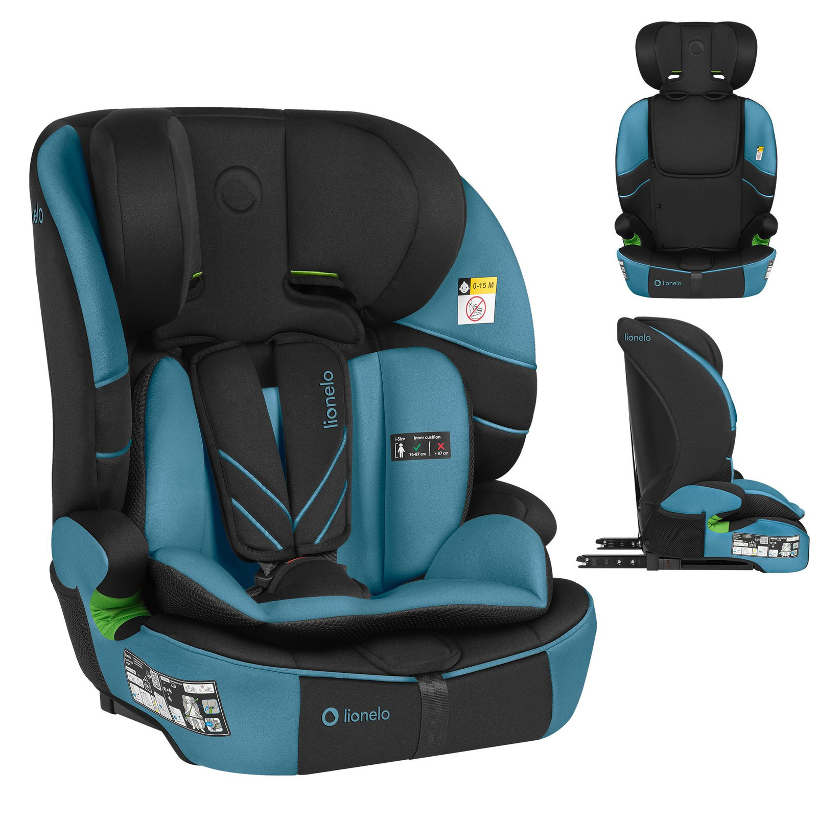 Lionelo Autostoeltje Levi Fix i-Size met zijbescherming en verstelbare hoofdsteun, blauw