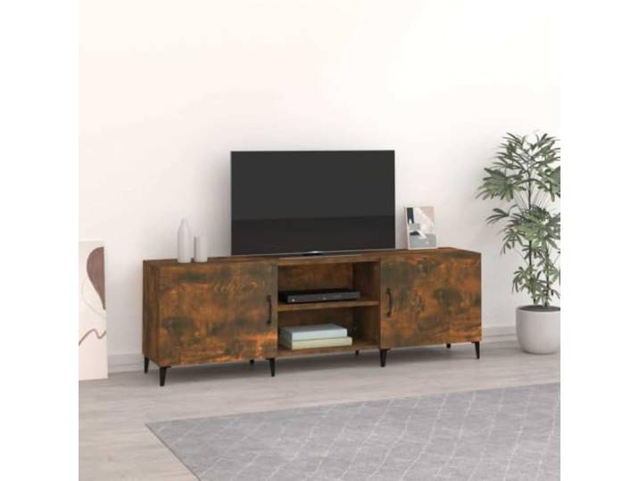 HEFZGDB TV-Schrank Räuchereiche 150x30x50 cm Holzwerkstoff mit Fächern und Ablage für Multimedia Geräte und Stauraum
