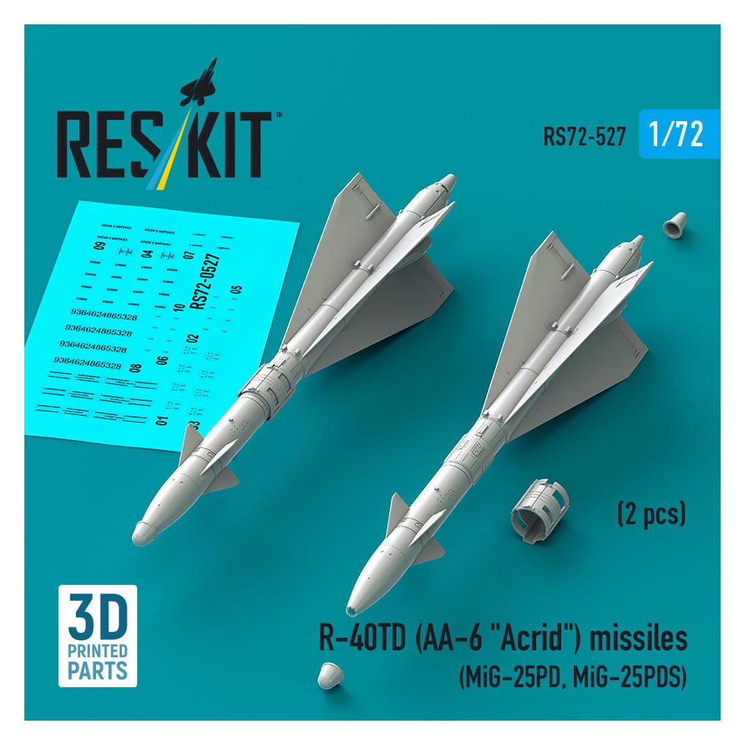 ResKit R-40TD (AA-6 Acrid) missiles (2 pcs) (MiG-25PD, MiG-25PDS) (3D Printed) (RS72-0527)