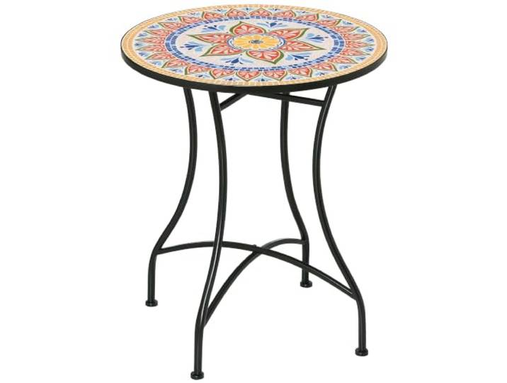 Outsunny Gartentisch Ø60 cm Wetterfest Balkontisch Metall Rot+Blau+Weiß Esstisch Outdoor, Campingtisch Beistelltisch, Rund Terrassentisch, für Garten Terrasse Balkon