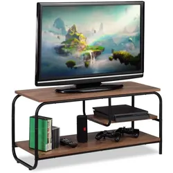 Relaxdays TV Board mit Ablage Braun,Schwarz