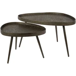 Couchtisch 2er-Set Routon - bronzefarbenes Metallic-Finish, Dreieckig