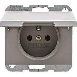 Berker Steckdose aluminium Schutzkontakt./Klappdeckel 6765777103