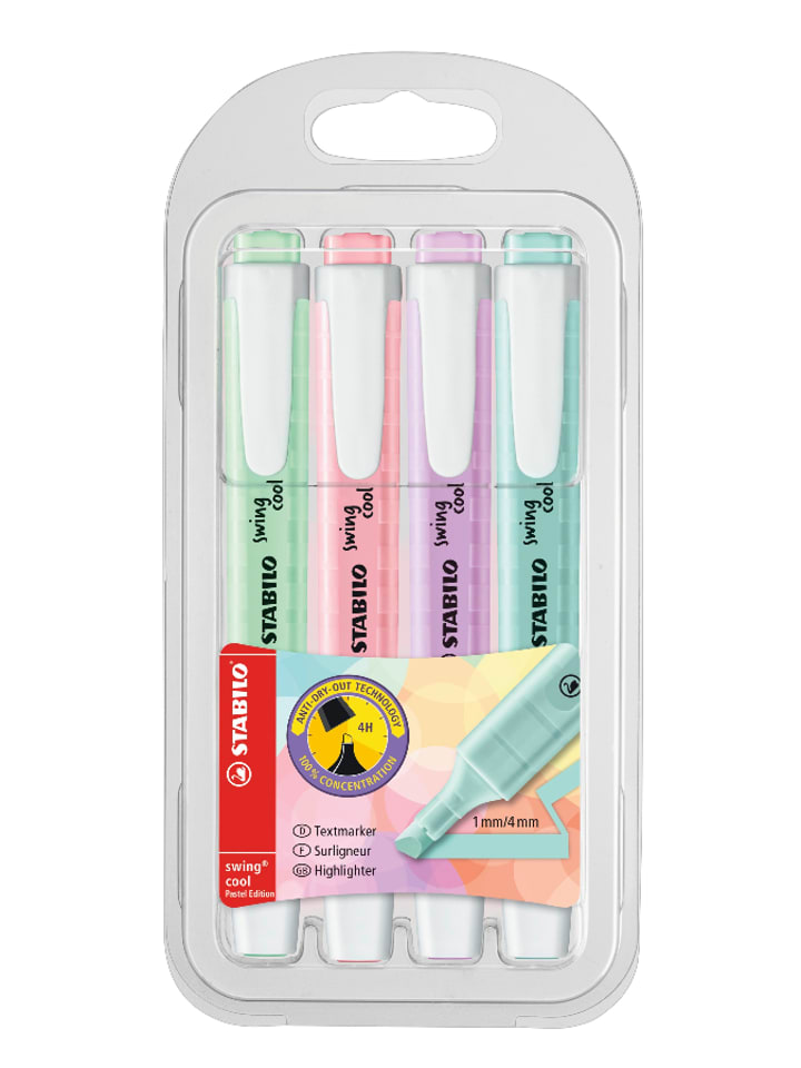Textmarker "STABILO swing cool Pastel" - 4 Stück - onesize