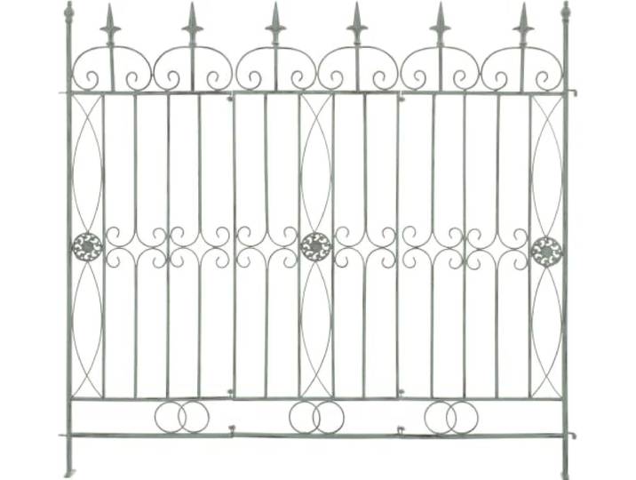 CLP Gartenzaun Mangold Eisen, modularer Steckzaun ohne Betonieren, Rankzaun im Landhausstil für Garten und Terrasse Farbe antik-grün