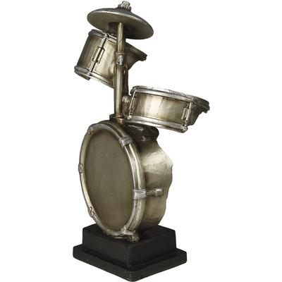 Dekofigur AMBIENTE HAUS "Schlagzeug Figur L", silber (antik, silberfarben), B:15cm H:33cm T:8cm, Polyresin, Dekofiguren