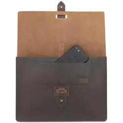 Buckle & Seam Leder Laptop Sleeve Aspen Braun, Notebooktasche, Braun