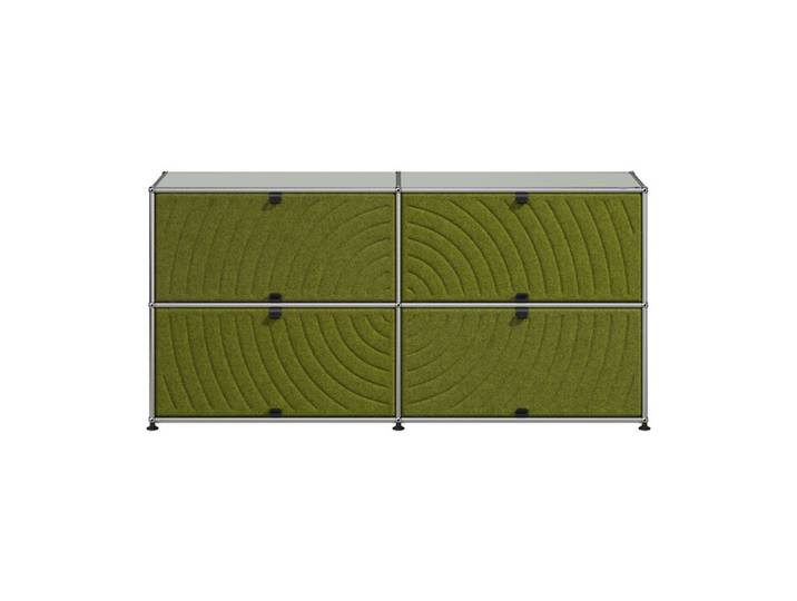 USM Haller Kommode M68 grau lichtgrau 2-fach breit 4 Soft Panels grün 152.3x74x37.3 cm