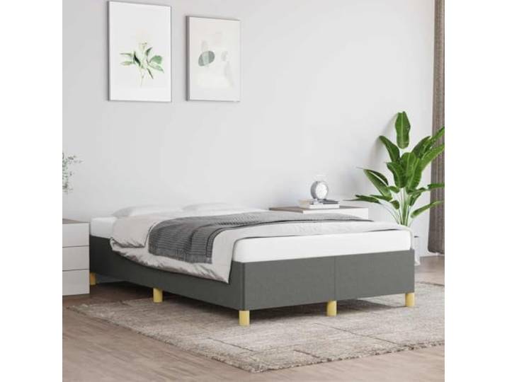 YUOTYRKTEJRSG Strapazierfähiger Stoff Stabiler Halt 120x190 cm Grau Bettgestell ohne Matratze Dunkelgrau 120x190 cm Stoff stabiles Bett mit Kopfteil Massivholz Lattenrost fuer Schlafzimmer
