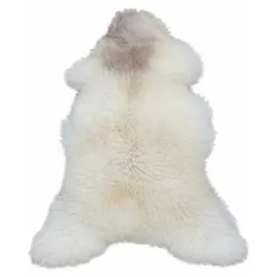 LAMMFELL Natur Schaffell hell gefleckt langhaar ca. 105 cm