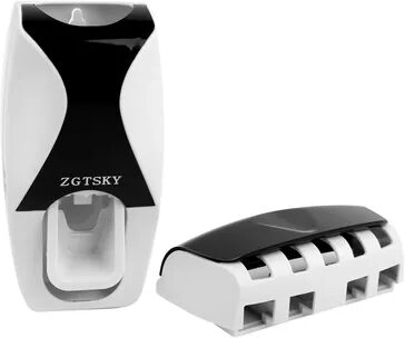 Combo Retail Shop Bathroom Accessories, Automatic Toothpaste Dispenser, Wall Mount Toothbrush Holder, Dust Proof Toothpaste Squeezer black