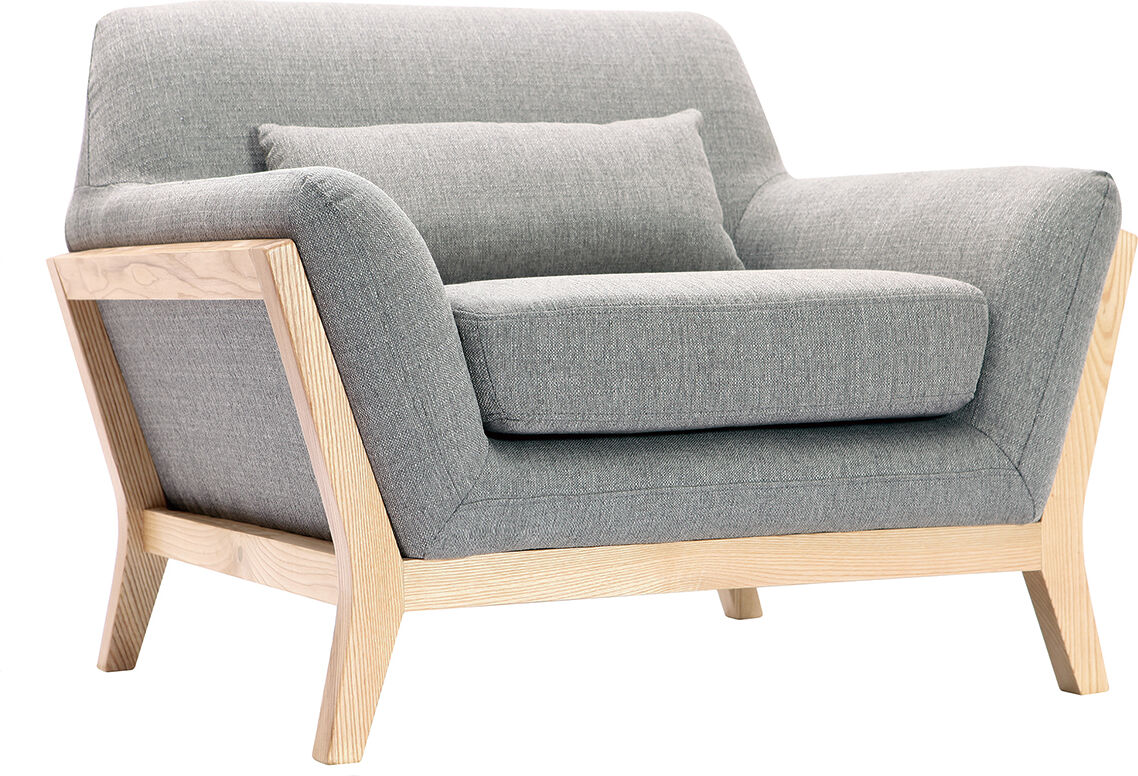 Miliboo Design-Sessel Grau Holzbeine YOKO