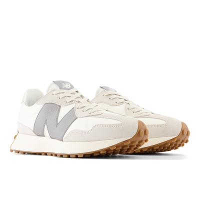 Sneaker NEW BALANCE "327", Damen, Gr. 39,5, grau (shadow grau), Leder, Synthetik, Schuhe Sneaker