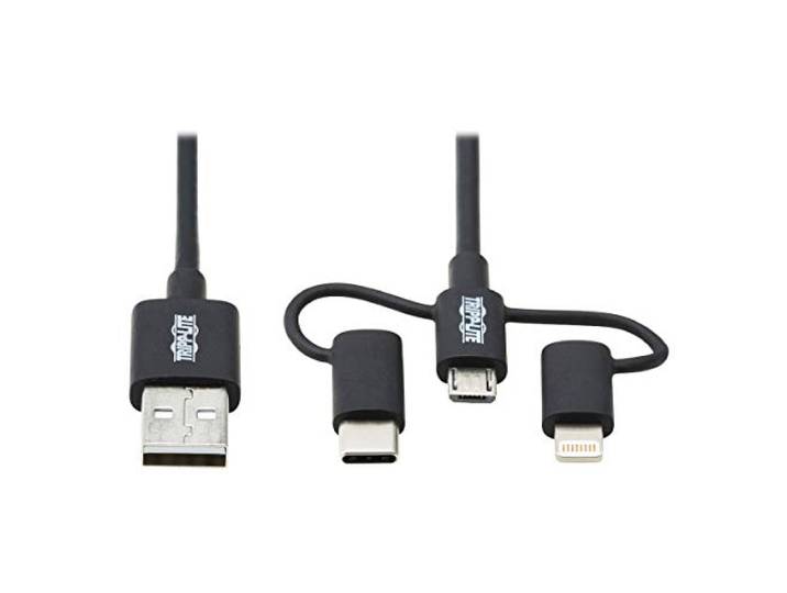 Tripp Lite USB-A naar Lightning, USB Micro-B en USB C Sync/Laadkabel 6ft (M101-006-LMC-BK)