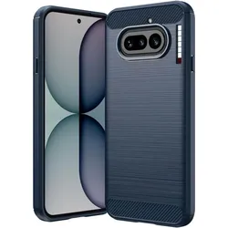 Cover-Discount Nothing Phone (4a) - Metall Carbon Look Hülle (Nothing Phone (4a)), Smartphone Hülle, Blau