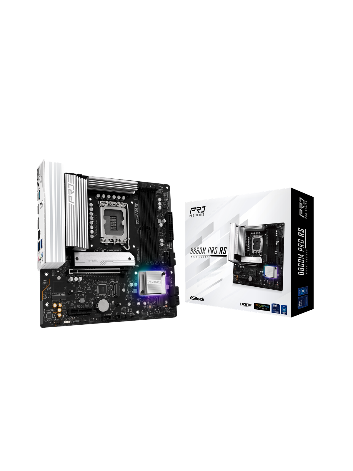 ASRock B860M Pro RS Mainboard - Intel B860 - Intel LGA1851 - DDR5 RAM - Micro-ATX