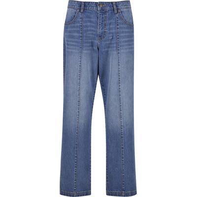 Bequeme Jeans URBAN CLASSICS "Urban Classics Wide Leg Denim With Dividing Seams", Herren, Gr. 42, Normalgrößen, blau (mid tiefblau washed), 100% Baumwolle, unifarben, Jeans