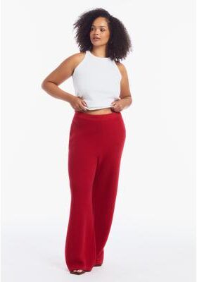 Plus Size Women's Knitted Sweater Pants by June & Vie in Scarlet Smile (Size 18/20)