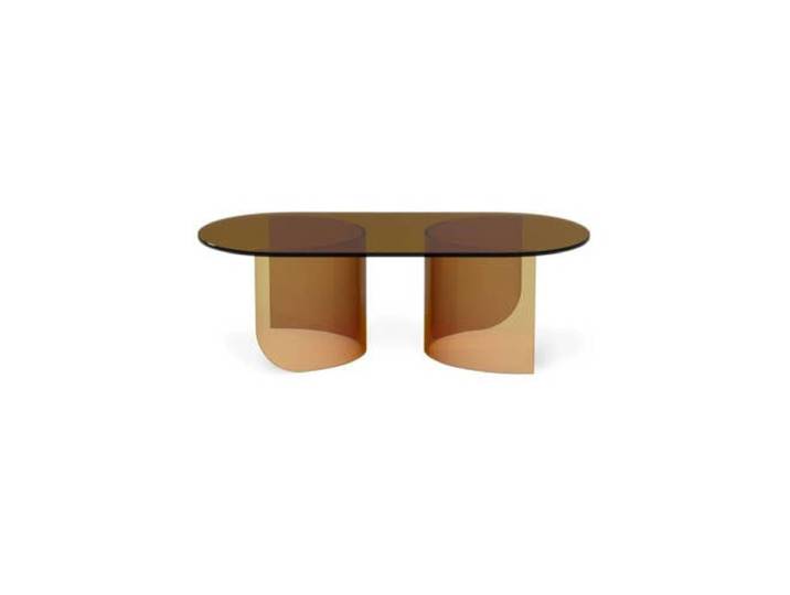 FÉST Plateau Amber ovale glazen salontafel - bruin
