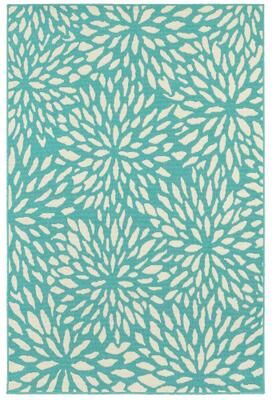Style Haven Martinique Floral Petals Indoor Outdoor Aqua/ Off-White Area Rug
