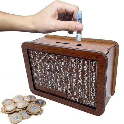 Inspired Finds GoalSaver Wooden Money Box With Savings Tracker And Reusable Coin Storage 1000 Capacity