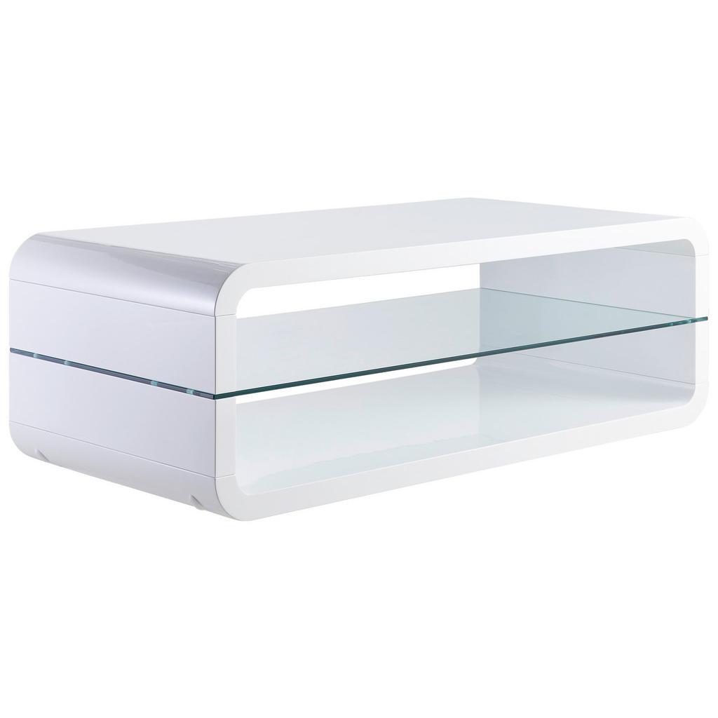 Carryhome Couchtisch, Weiß Hochglanz, Glas, Holzwerkstoff, rechteckig, 60x40x120 cm, Wohnzimmer, Wohnzimmertische, Couchtische, Couchtische Glas