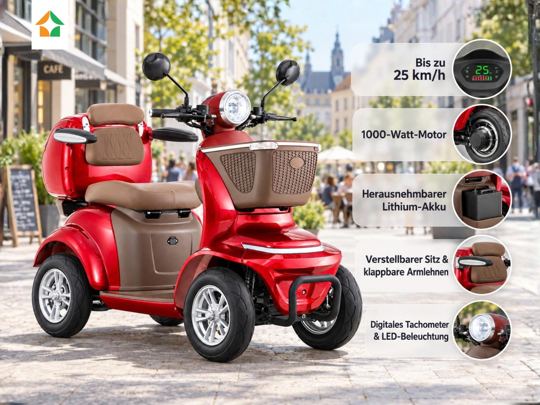 Lunar Q PREMIUM - - 25 km/h mit neuem Lithium-Akku | Bordeaux