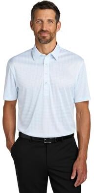 Port Authority K700 Shirt Collar Polo in Cloud Blue Check size Large   Polyester