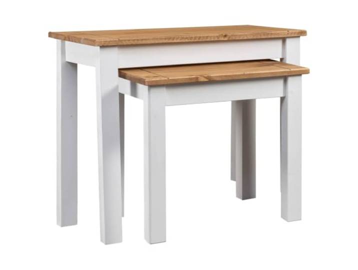 KPOUTRFG Satztische 2 STK. Weiß Massivholz Panama-Kiefer, Beistelltisch-Set Stapelbar, handgefertigt, massives Panama-Kiefernholz, vielseitig nutzbar