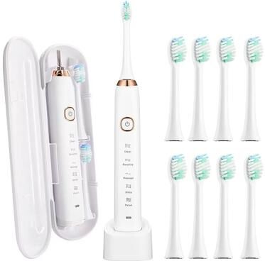 Inspired Finds Sarmocare S100 Sonic Electric Toothbrush Smart Ultrasonic Whitening With 8 Brush Heads white
