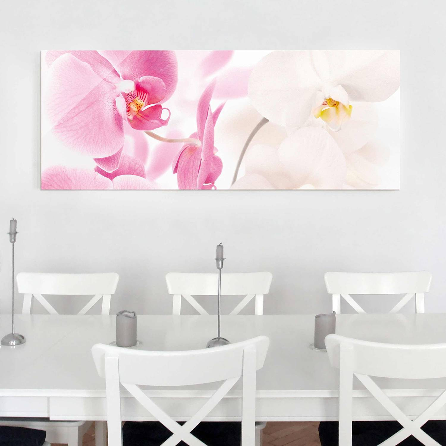 home24 Delicate Orchids canvas fotografie met ESG-veiligheidsglas, meerkleurig