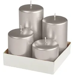 Kopschitz Kerzen Adventset Stumpenkerzen Metallic Matt Stein Ø 60 mm, 4 Stück