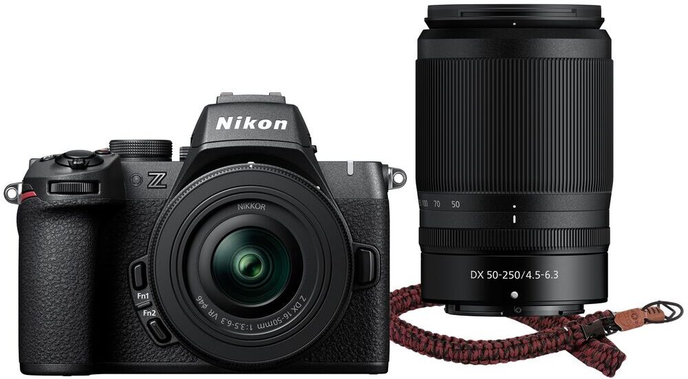 Nikon Z50 II + DX 16-50 VR + 50-250 VR + C-Rope camera strap The Traveler 125cm Red Dots