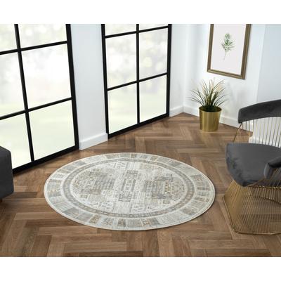 Teppich "My Kashkuly", beige (creme, hellgrau, altgoldfarben), H:10mm Ø:120cm, Polyester, MYFLAIR MÖBEL & ACCESSOIRES, Teppiche, Teppich, Kurzflor, modernes Design, besonders weich, auch in rund erhältlich